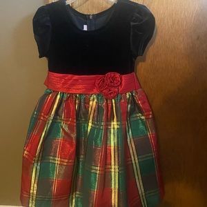 Girls Plaid & Velvet Holiday Dress NWOT
